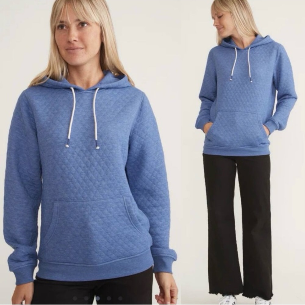 Marine layer corbet quilted hoodie in arctic ice